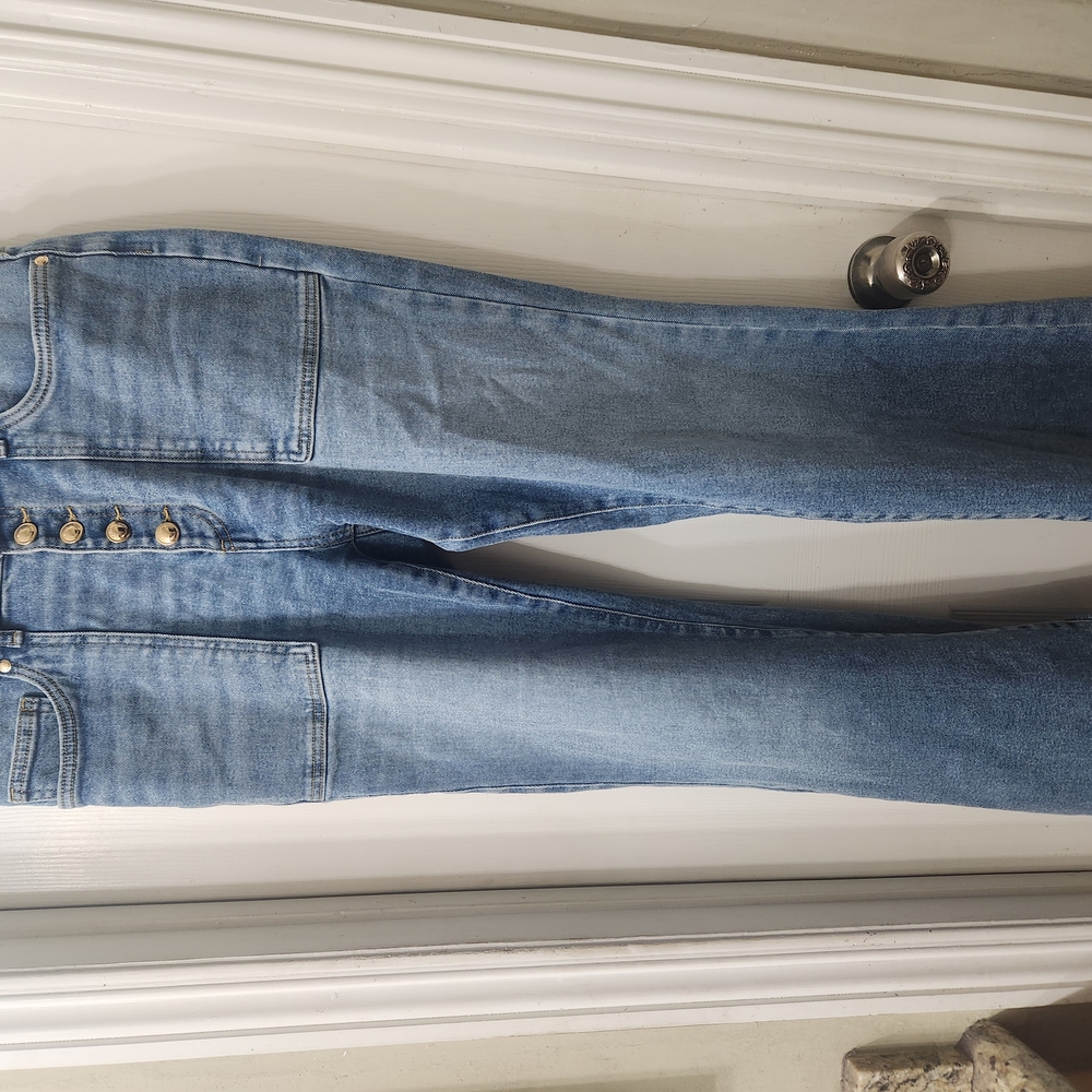 Michael Kors Blue Denim Overalls with Classic Fading.